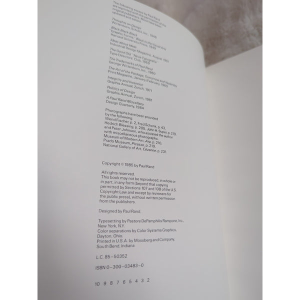 PAUL RAND A DESIGNER`S ART Yale Press 1985 First Edition Soft Wraps Vtg SC