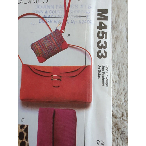 2004 Handbags Purse Lined Wristlet Clutch Sewing Pattern McCall's 4533 OOP UC