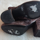 Steve Madden GAZE Pink Crushed Velvet Block Heel Ankle Booties Size 8