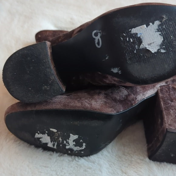 Steve Madden GAZE Pink Crushed Velvet Block Heel Ankle Booties Size 8