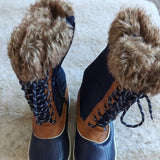 Torrid Navy Blue Faux Fur Full Zip Water Resistant Cold Weather Boot Size 7.5 WW