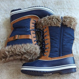 Torrid Navy Blue Faux Fur Full Zip Water Resistant Cold Weather Boot Size 7.5 WW