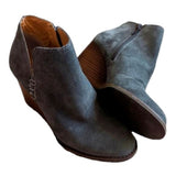 LUCKY BRAND Womens Gray Side Zip Yimme Almond Toe Wedge Zip-Up Booties Size 6.5
