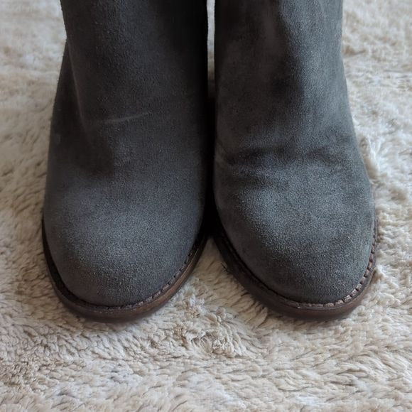 LUCKY BRAND Womens Gray Side Zip Yimme Almond Toe Wedge Zip-Up Booties Size 6.5