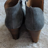 LUCKY BRAND Womens Gray Side Zip Yimme Almond Toe Wedge Zip-Up Booties Size 6.5