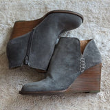 LUCKY BRAND Womens Gray Side Zip Yimme Almond Toe Wedge Zip-Up Booties Size 6.5