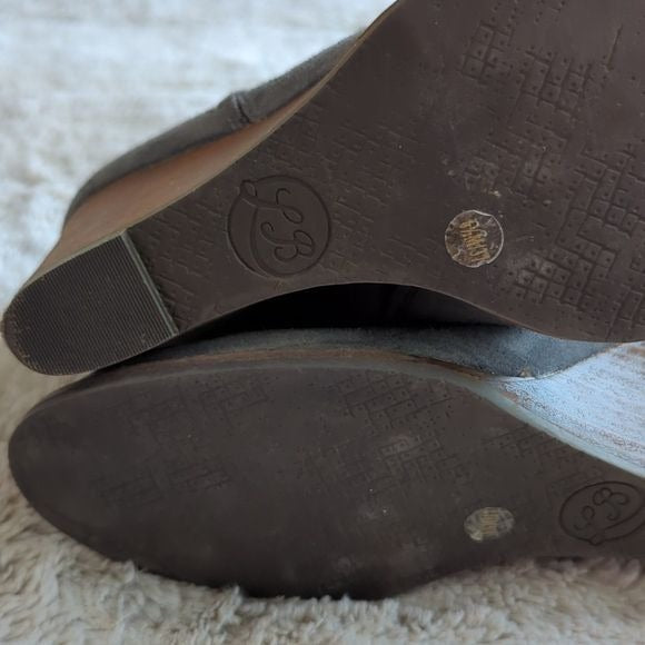 LUCKY BRAND Womens Gray Side Zip Yimme Almond Toe Wedge Zip-Up Booties Size 6.5
