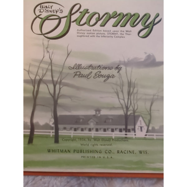 Walt Disney Stormy 1954 HC Vtg Book HC Paul Souza Whitman Thoroughbred Horse
