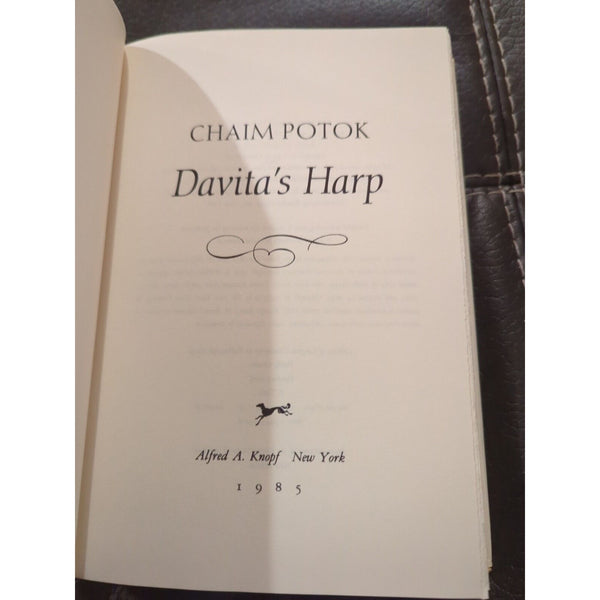 CHAIM POTOK DAVITA'S HARP 1985 FIRST EDITION HC DJ Jewish Heritage JUDAICA