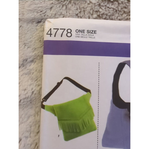 2004 Fleece Handbags Six Styles Sewing Pattern Simplicity 4778 OOP UC Wrights