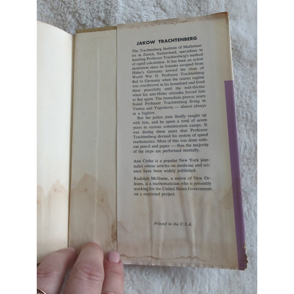 The Trachtenberg Speed System of Basic Mathematics Cutler Mcshane HC DJ 1960 Vtg