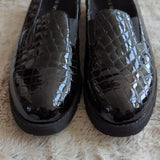 DAVID TATE PEARL Black Croco Print Patent Leather Slip On Loafer Shoes Size 8.5
