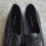 DAVID TATE PEARL Black Croco Print Patent Leather Slip On Loafer Shoes Size 8.5
