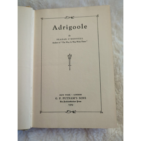 Peadar O'Donnell Adrigoole HC DJ Vtg 1929 1st American Edition 1st Printing