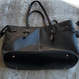 Dooney & Bourke Black and Tan Pebbled Leather Larger Davis Tote Bag Purse