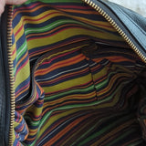 Ugg Australia Handbag Black Leather Rainbow Stitch Satchel Crossbody Purse Bag