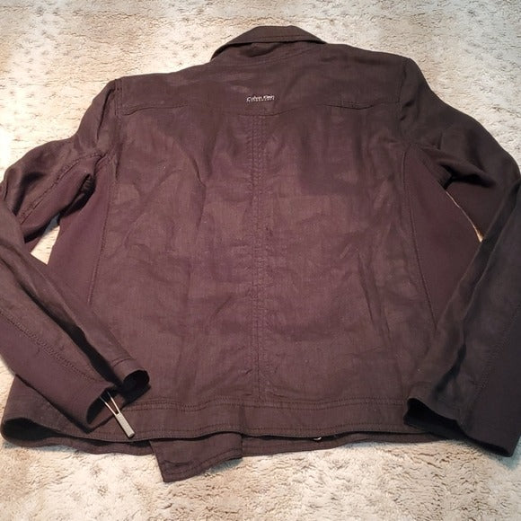 Calvin Klein Black Lighter Weight Asymmetrical Motorcycle Jacket Size XL