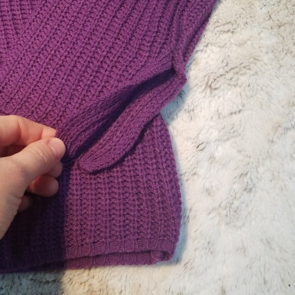 NWT NY Collection Riveted Light Cable Knit Sweater Purple