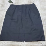 NWT Harve Benard by Benard Holtzman Black Wool Blend Longer Pencil Skirt Size 12