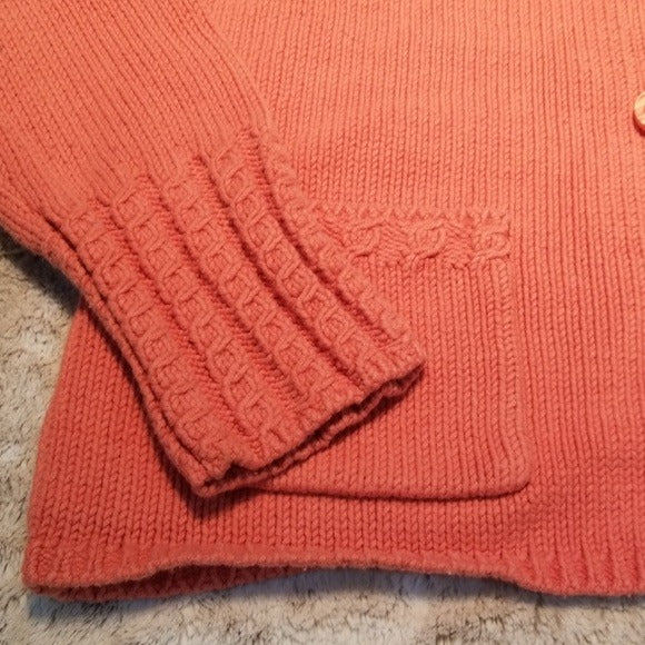 Talbots Heavier Weight Light Orange Cardigan Size M