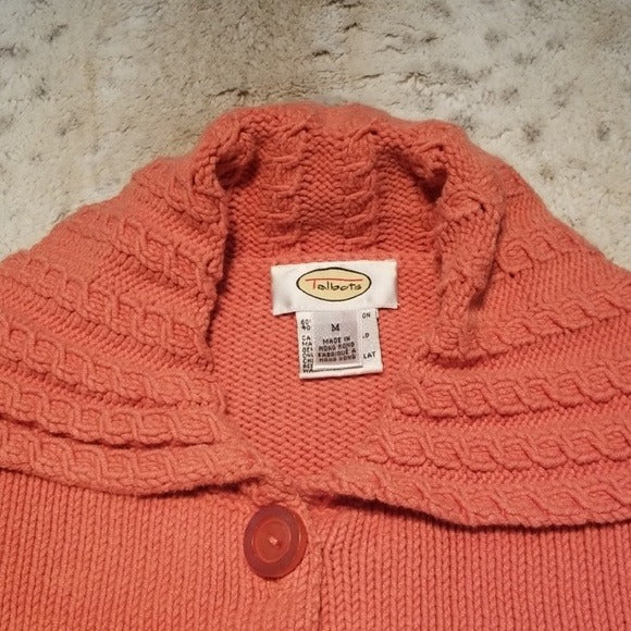 Talbots Heavier Weight Light Orange Cardigan Size M