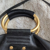 Ugg Australia Handbag Black Leather Rainbow Stitch Satchel Crossbody Purse Bag