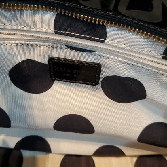 Kate Spade Black Patent Leather Hand Bag With Bow