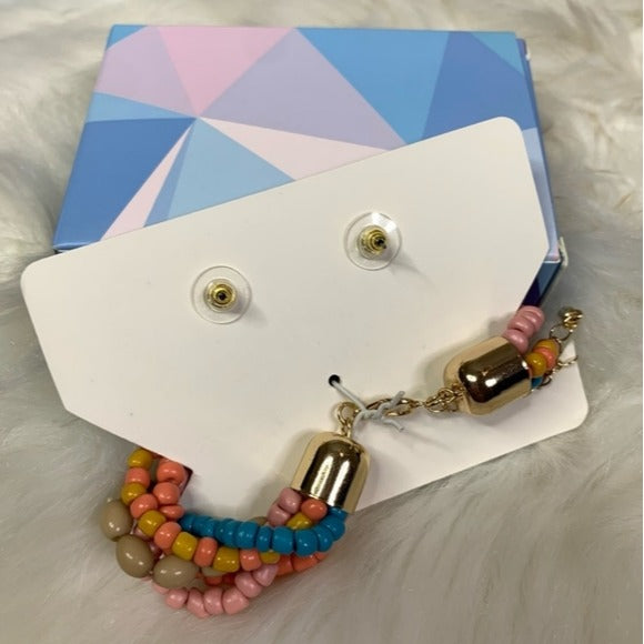 Indigo Authority Monarch Pastel Layered Bracelet and Earring Set NWT