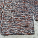 NWT Derby Sequin Accent Grey Brown Silver Clasp Front 3/4 Sleeve Cardigan Size S