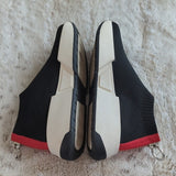 DKNY Marcel Wedge Flat Sneakers Black White Red Stretchy Fashion Shoes Size 7