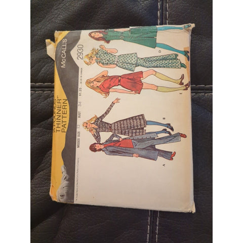 2930 Vtg McCalls SEWING Pattern Misses 1970s Dress Tunic Pants Pounds Thin Sz 12