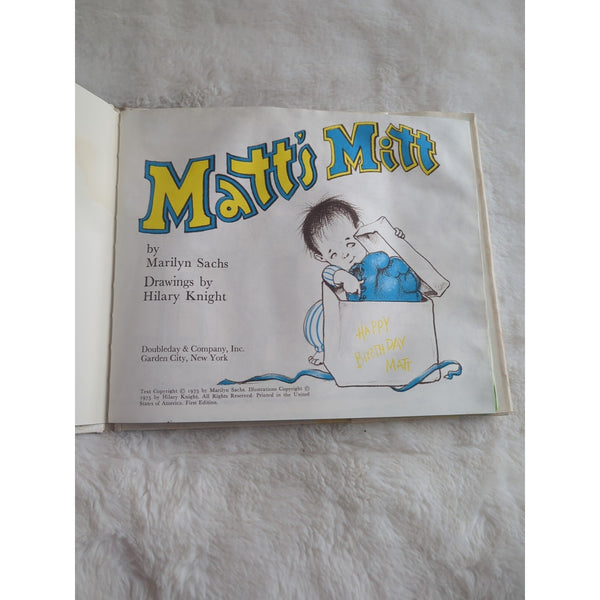 Matt's Mitt Marilyn Sachs HILARY KNIGHT First Ed Vtg HC DJ 1975 Water Damage See