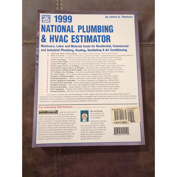 1999 National Plumbing and HVAC Estimator Paperback James A. Thom Craftsman SC