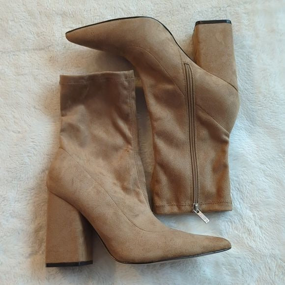 Marc Fisher LTD Boots Womens Size 9 Tan Larry Pointed Toe Block Heel Ankle Boot