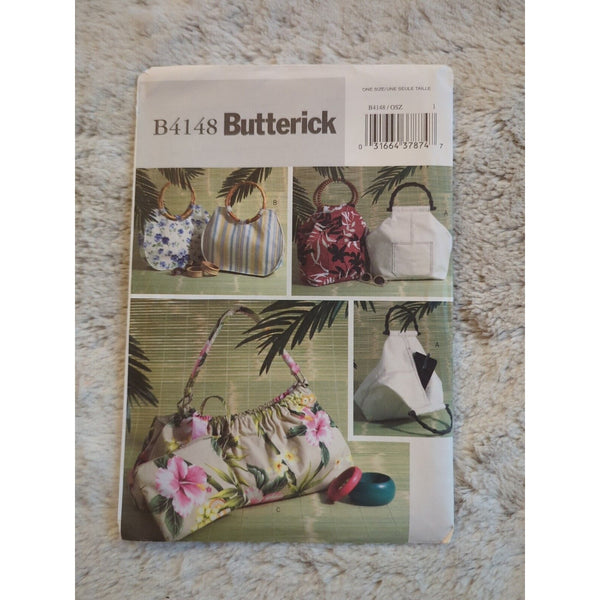 3 Bags Purses & Cosmetic Bag Sewing Patterns Uncut 2004 Boho Butterick B4148