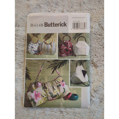 3 Bags Purses & Cosmetic Bag Sewing Patterns Uncut 2004 Boho Butterick B4148