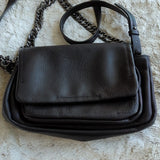 Zara Black Vegan Leather Metal and Leather Adjustable Strap Crossbody Purse Bag