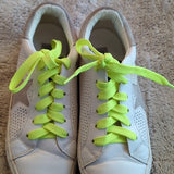 STEVEN Steve Madden Rezza White Neon Green Star Lace Up Sneakers Shoes Size 6.5