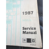 1987 Chevy Nova Shop Manual 87 Chevrolet Original Repair Service Book OEM