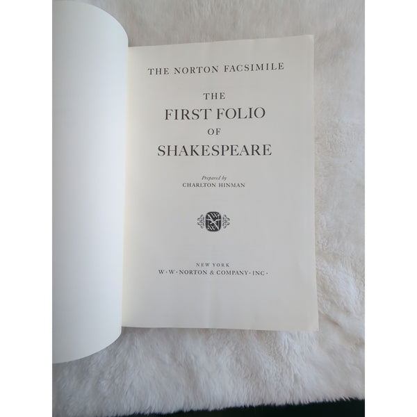 The First Folio Of Shakespeare The Norton Facsimile Charlton Hinman HC 1968 Vtg