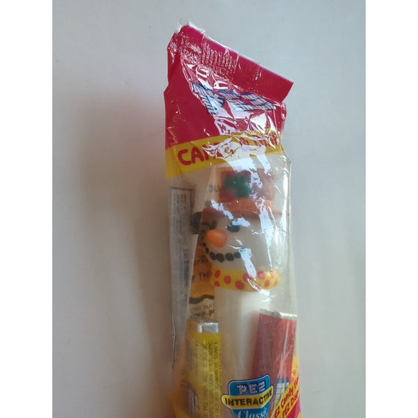 2002 New Sealed PEZ Dispenser Snowman Brown Hat Holly Red Yellow Scarf Retired