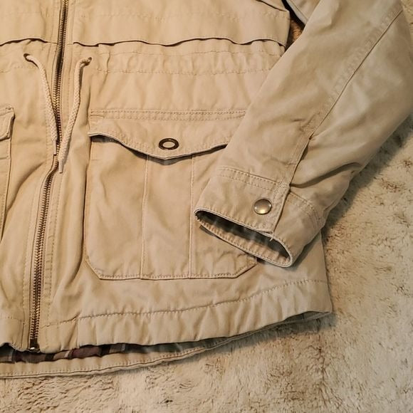 Columbia Ridgeway Hooded Utility Fall Spring Jacket Beige Khaki Size S