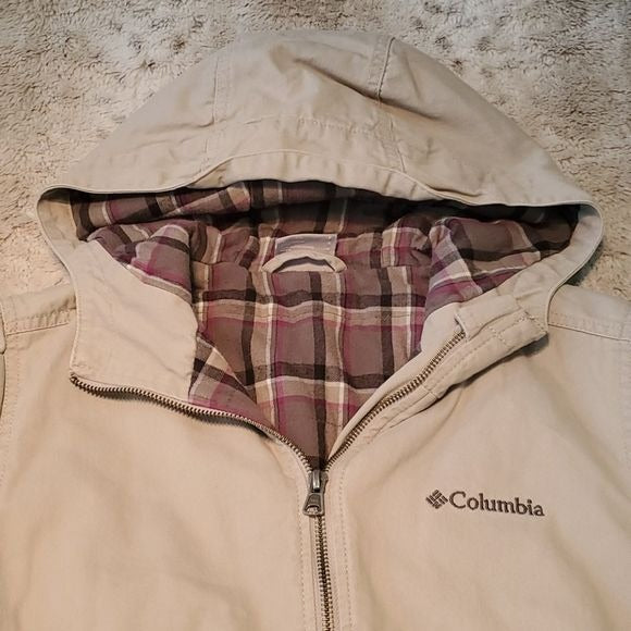 Columbia Ridgeway Hooded Utility Fall Spring Jacket Beige Khaki Size S