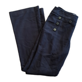 Cabi Mid Rise Navy Blue Sailor Button Style Flare Lightweight Pants Size 2