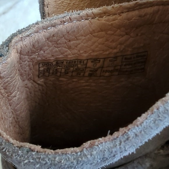 UGG Women's Kelby Low Heeled Boot Leather Bootie Mouse Grey Brown Color Size 7