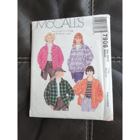 7906 McCalls Misses Lined or Unlined Jacket Sewing Pattern Size 12-14 Vintage UC