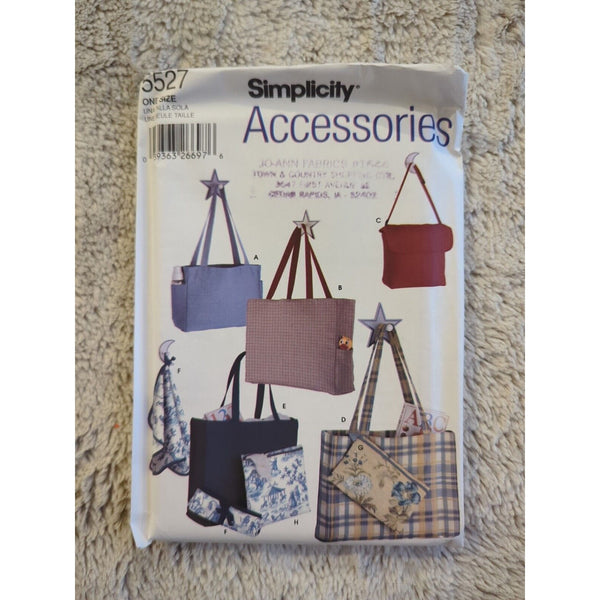 5527 Simplicity Accessories Baby Diaper Bag 3 Sizes Accs Sewing Pattern Uncut