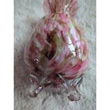 Victorian End of Day Blended Polychrome Spatter Art Foot Glass Vase Pink 4.5 In