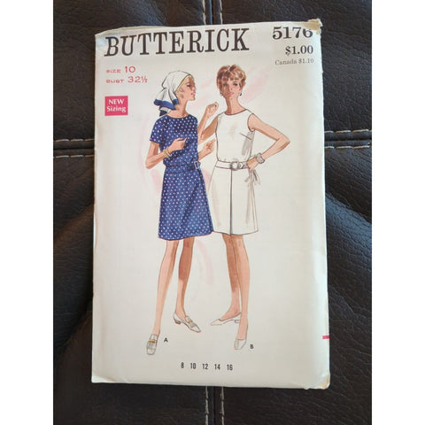 5176 BUTTERICK 1960's Misses Blouson Aline Dress Sewing Pattern Size 10 UC FF