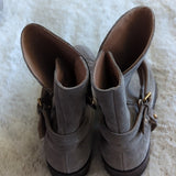 UGG Women's Kelby Low Heeled Boot Leather Bootie Mouse Grey Brown Color Size 7